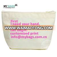 gold metal zipper customized logo print makeup bag blank plain clear basics promotional wholesale canvas cotton cosmetic bag