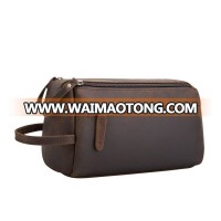 Custom men business trip genuine leather waterproof cosmetic bag Large capacity portable storage package Wash bag toiletry bag