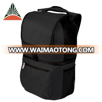 600D Polyester Black Insulated Thermos Cooler Backpack With Pocket