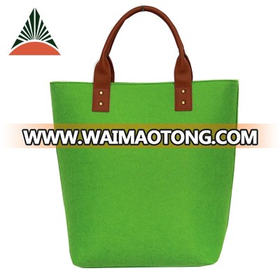 Newest Large Tote Bags Green Women PU Handles Felt Handbag