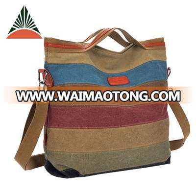 Wholesale Printed Stripe Women Canvas Beach Tote Bag