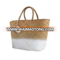 2018 new design 100% Natural Seagrass women shoulder bag with pompom